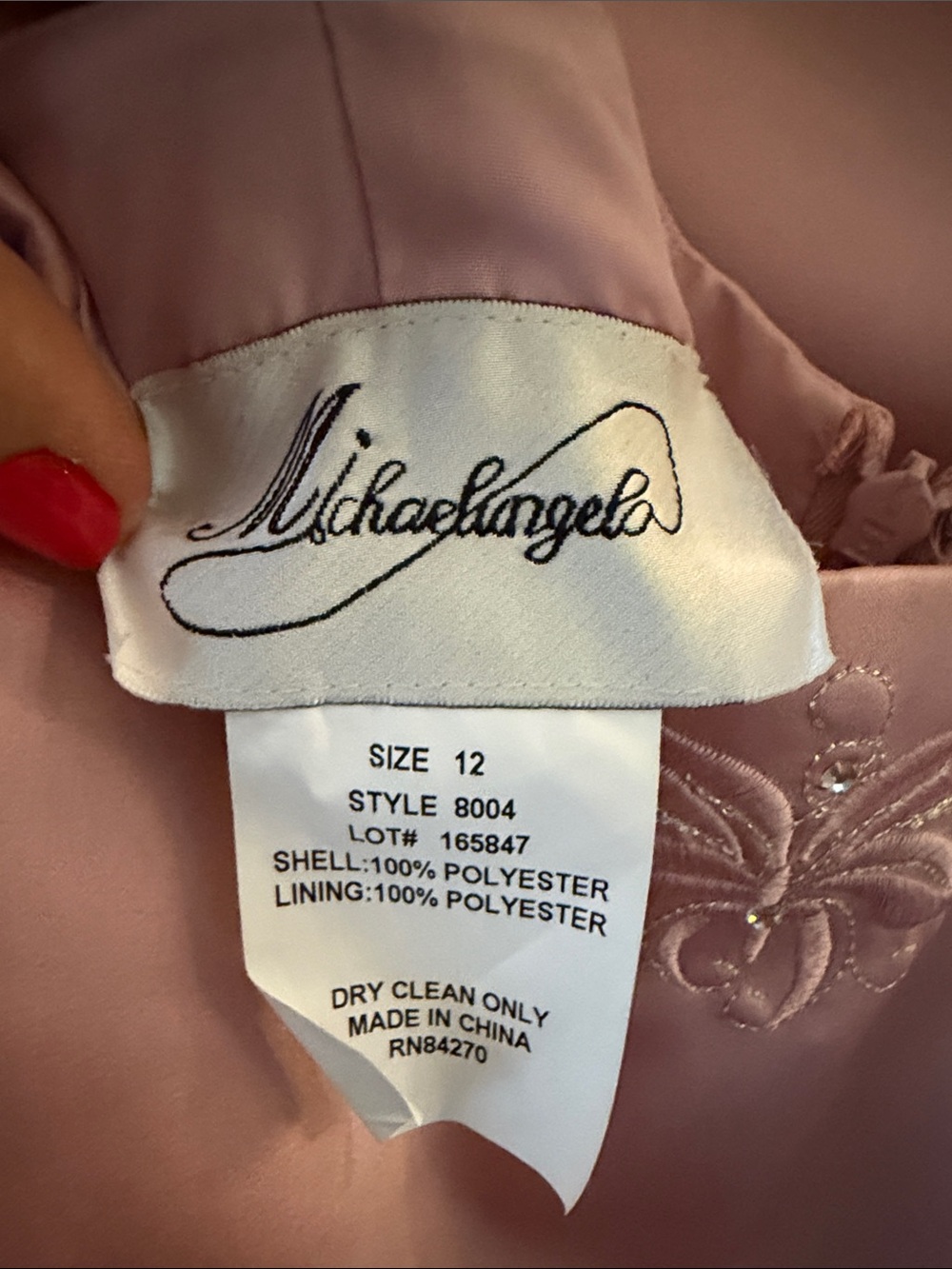 Michaelangelo Blush Pink Strapless Embroidered Evening Gown - Picture 7 of 7